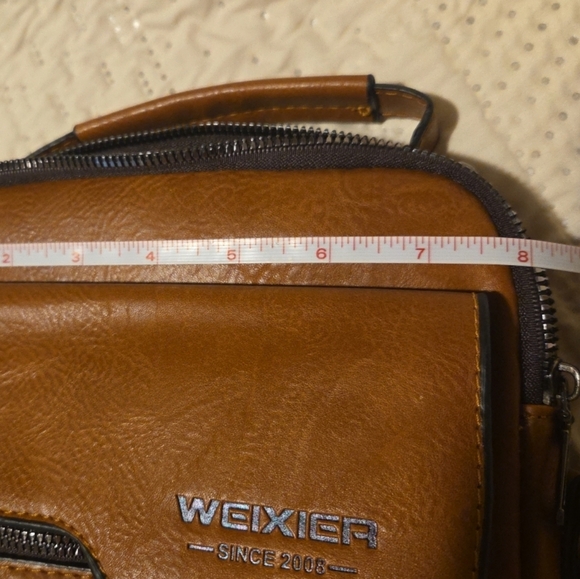 WEIXIER Vintage Tan Camel Shoulder Spacious Multi-Pocket Office Travel Bag - Picture 8 of 10